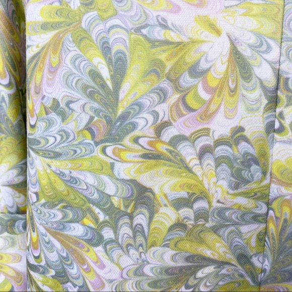 Vintage 70s Psychedelic Green Marble Print Button Up Camp Shirt Top Med - Picture 7 of 7